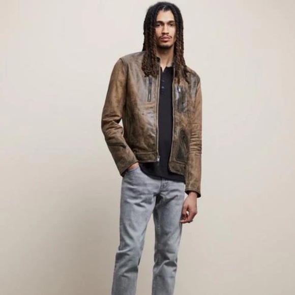 John Varvatos - James Racer Leather Jacket - Desert Sand - EU 52 / US 42 - Picture 2 of 7